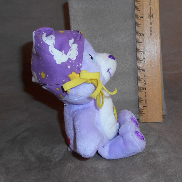 Care Bear Slumber Party Harmony Bear Purple Rainbow Flower 2004 8" Plush - Picture 3 of 8